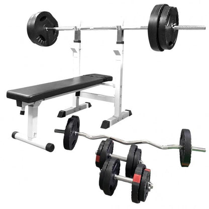 Banco de Musculación con Set de Pesas de Plástico con Triple Agarre - Gorilla Sports ES