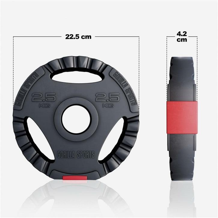 Disco de Pesas Olímpico de Plástico con Triple Agarre 1,25 - 15 kg - Gorilla Sports ES
