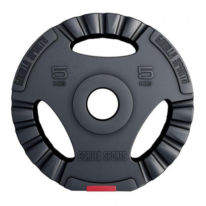Disco de Pesas Olímpico de Plástico con Triple Agarre 1,25 - 15 kg - Gorilla Sports ES
