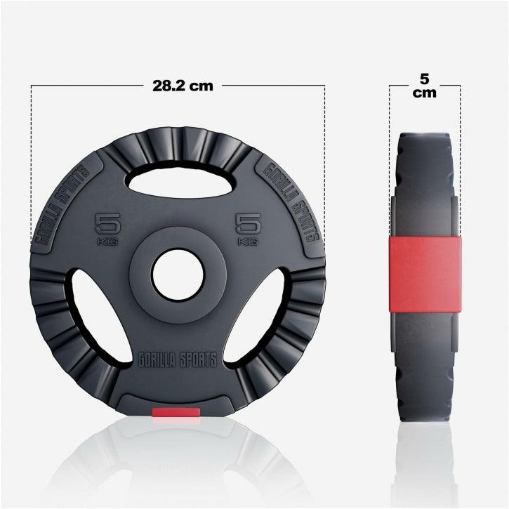 Disco de Pesas Olímpico de Plástico con Triple Agarre 1,25 - 15 kg - Gorilla Sports ES
