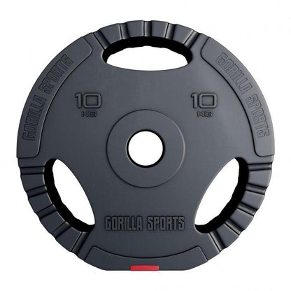 Disco de Pesas Olímpico de Plástico con Triple Agarre 1,25 - 15 kg - Gorilla Sports ES