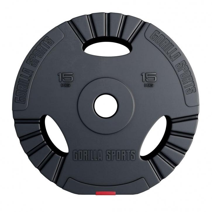 Disco de Pesas Olímpico de Plástico con Triple Agarre 1,25 - 15 kg - Gorilla Sports ES