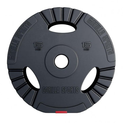 Disco de Pesas Olímpico de Plástico con Triple Agarre 1,25 - 15 kg - Gorilla Sports ES