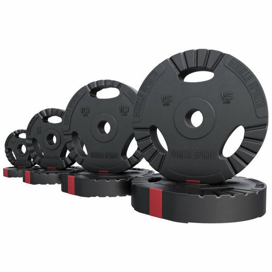 Disco de Pesas Olímpico de Plástico con Triple Agarre 1,25 - 15 kg - Gorilla Sports ES