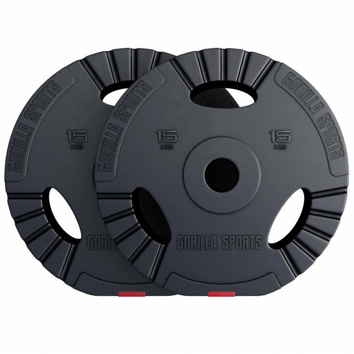 Disco de Pesas Olímpico de Plástico con Triple Agarre 1,25 - 15 kg - Gorilla Sports ES