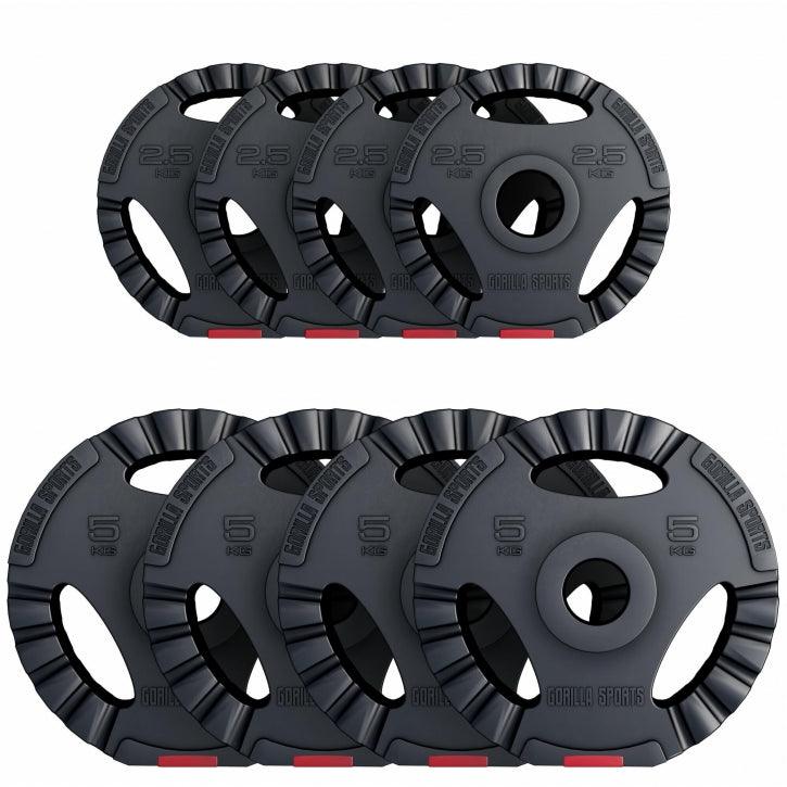 Disco de Pesas Olímpico de Plástico con Triple Agarre 1,25 - 15 kg - Gorilla Sports ES