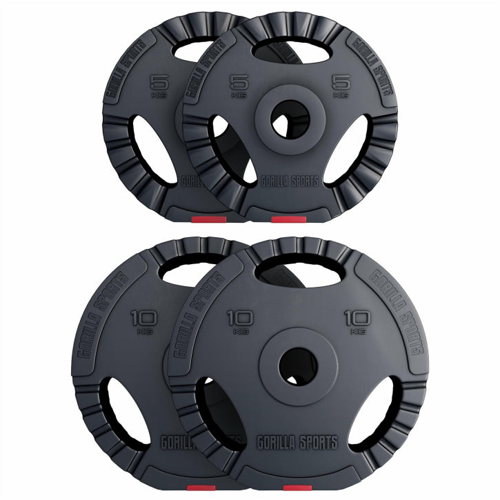 Disco de Pesas Olímpico de Plástico con Triple Agarre 1,25 - 15 kg - Gorilla Sports ES
