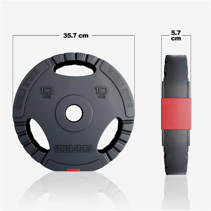 Disco de Pesas Olímpico de Plástico con Triple Agarre 1,25 - 15 kg - Gorilla Sports ES