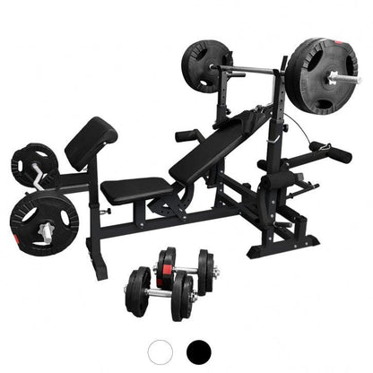 Estación de Musculación con Banco y Set Completo 100 kg - Gorilla Sports ES