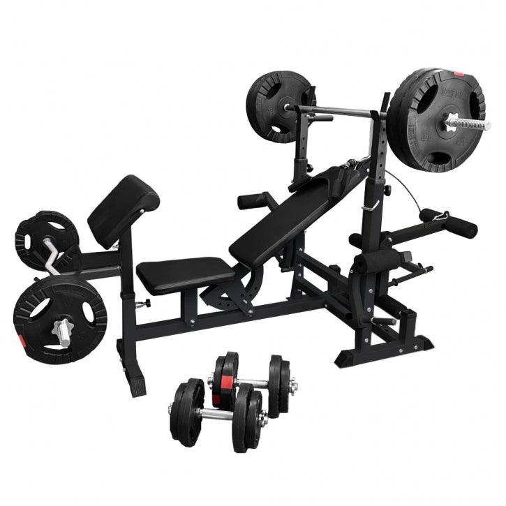 Estación de Musculación con Banco y Set Completo 100 kg - Gorilla Sports ES
