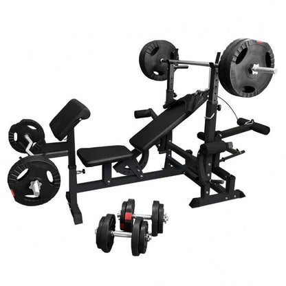 Estación de Musculación con Banco y Set Completo 100 kg - Gorilla Sports ES
