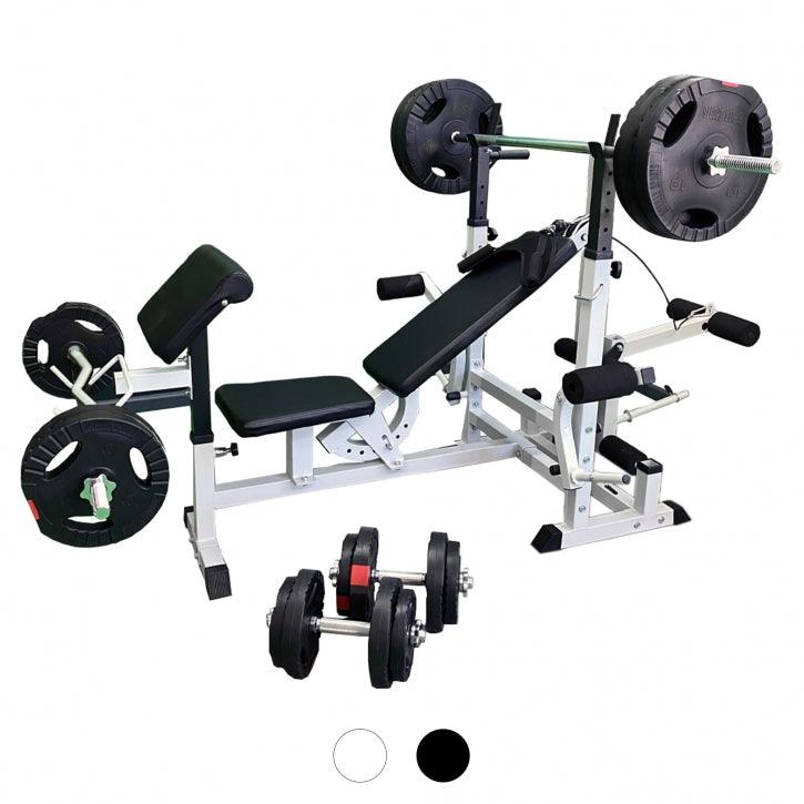 Estación de Musculación con Banco y Set Completo 100 kg - Gorilla Sports ES