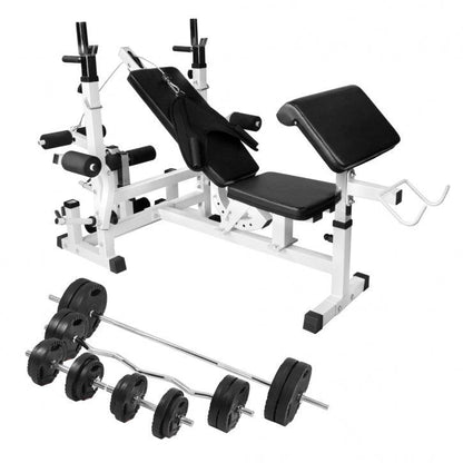 Estación de Musculación con Banco y Set Completo 100 kg - Gorilla Sports ES