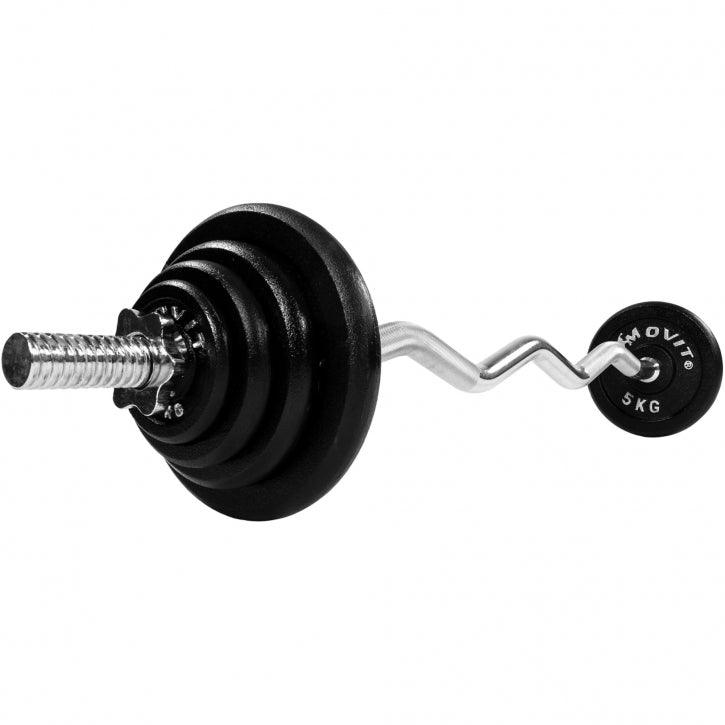 Set de Barra Z Curl 120 cm con Discos de Hierro 26 kg - Gorilla Sports ES