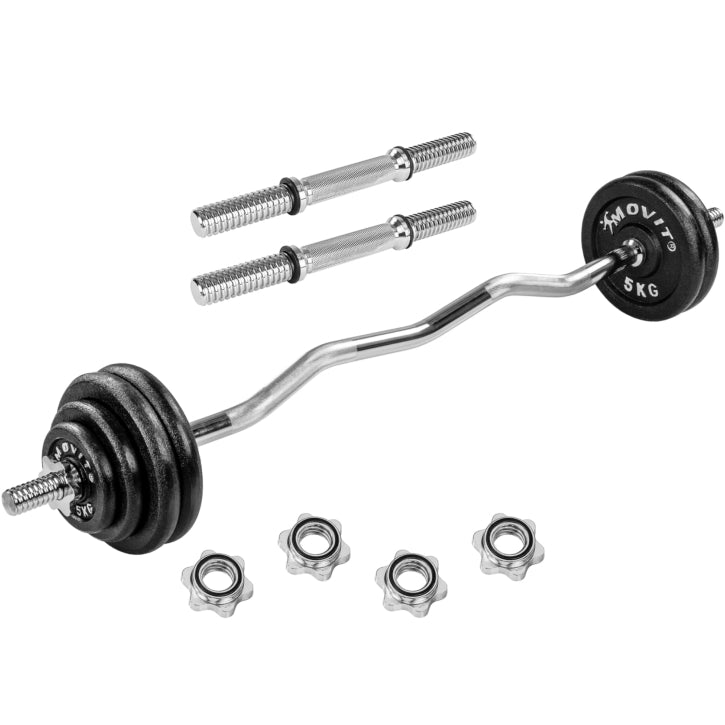 Set de Barra Curl y Mancuernas con Cierres Estrella 40 kg - Gorilla Sports ES