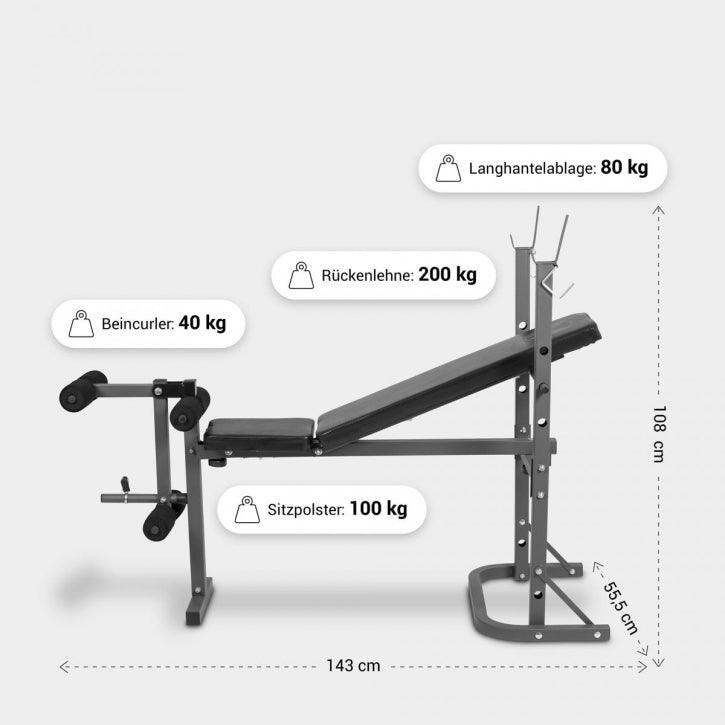 Banco Multiinclinado con Curl de Piernas E-Series - Gorilla Sports ES