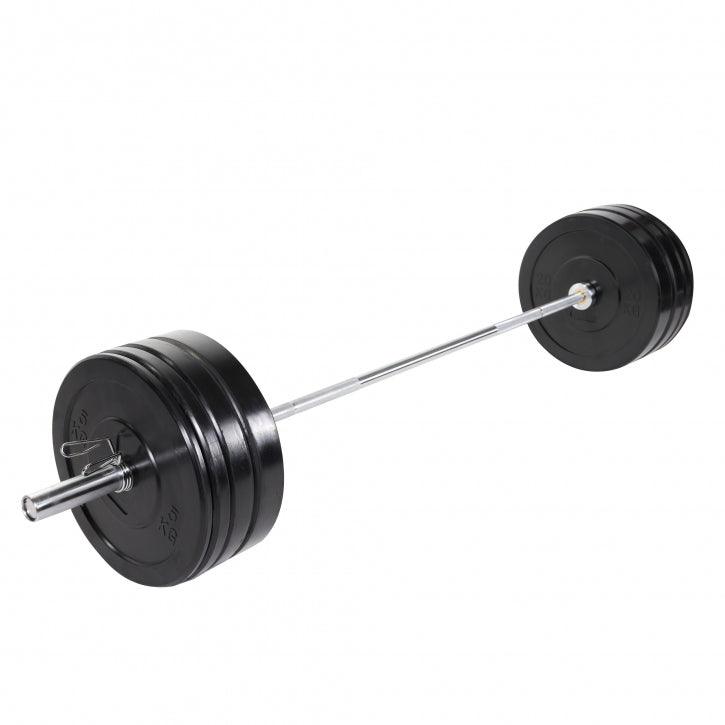 Set de Barra y Discos de Pesas Olímpicos de Goma - 140 kg - Gorilla Sports ES