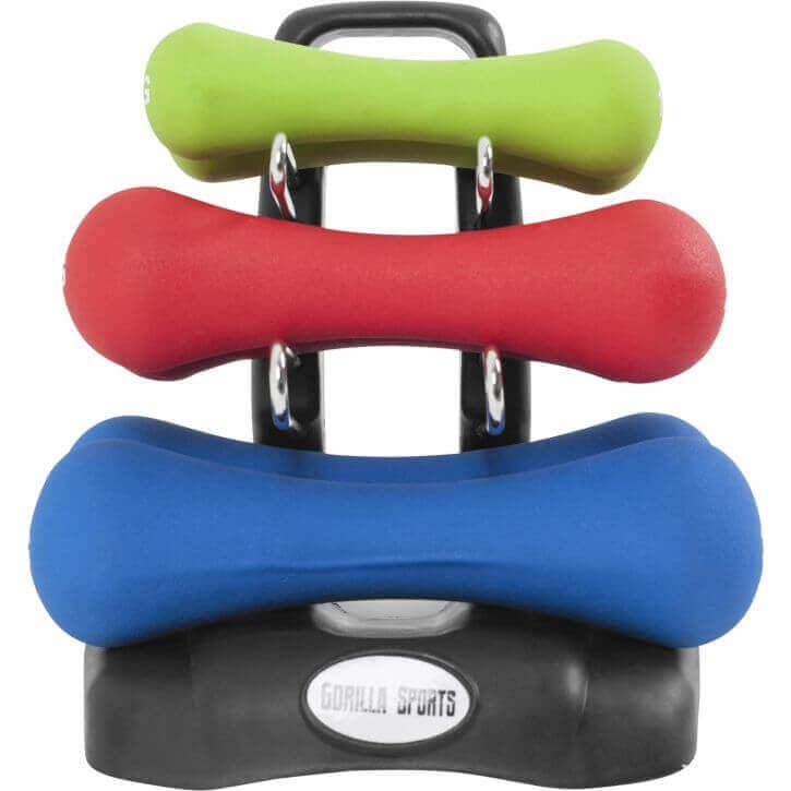 Set de Mancuernas Ergonómicas con Soporte - Gorilla Sports ES