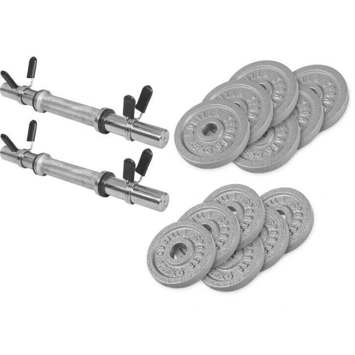 Set de Mancuernas y Discos de Pesas de Hierro Fundido - Gorilla Sports ES