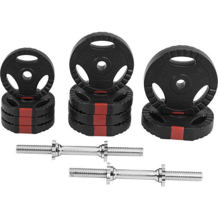 Set de Mancuernas y Discos de Pesas de Plástico con Triple Agarre - Gorilla Sports ES