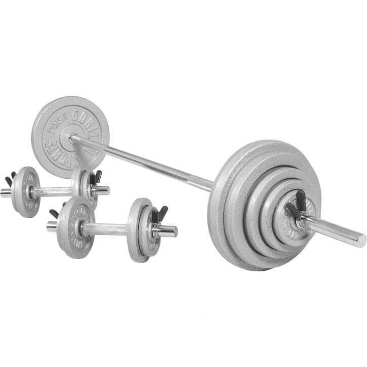 Set de Barra y Discos de Pesas de Hierro Fundido - Gorilla Sports ES