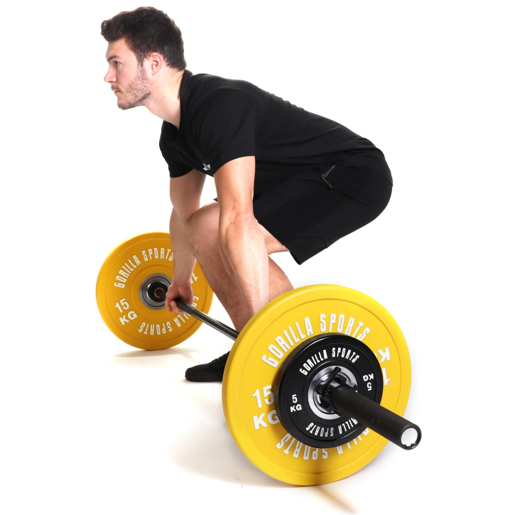 CPSports - Juego de discos para pesas olímpicas con revestimiento de goma,  peso de 0,5 a 25 kg, 50 mm, culturismo, juego de pesas con agujeros para