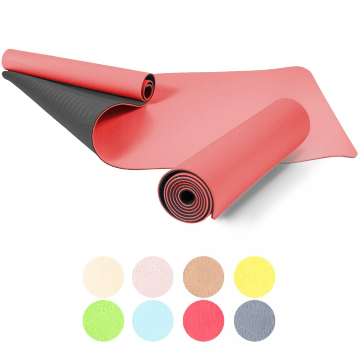 Esterilla de yoga 180 x 60 x 0,8 cm Negro/Rojo