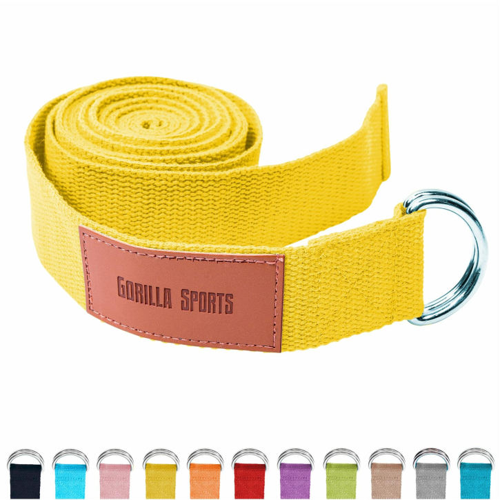 Cinturón de yoga en amarillo 260 x 3,8 cm