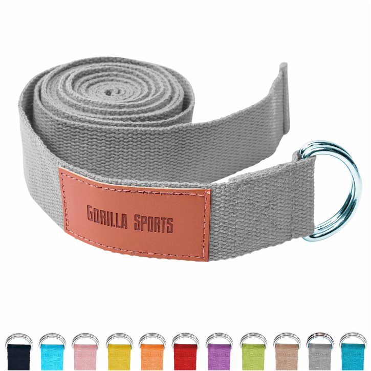 Cinturón de yoga en gris 260 x 3,8 cm